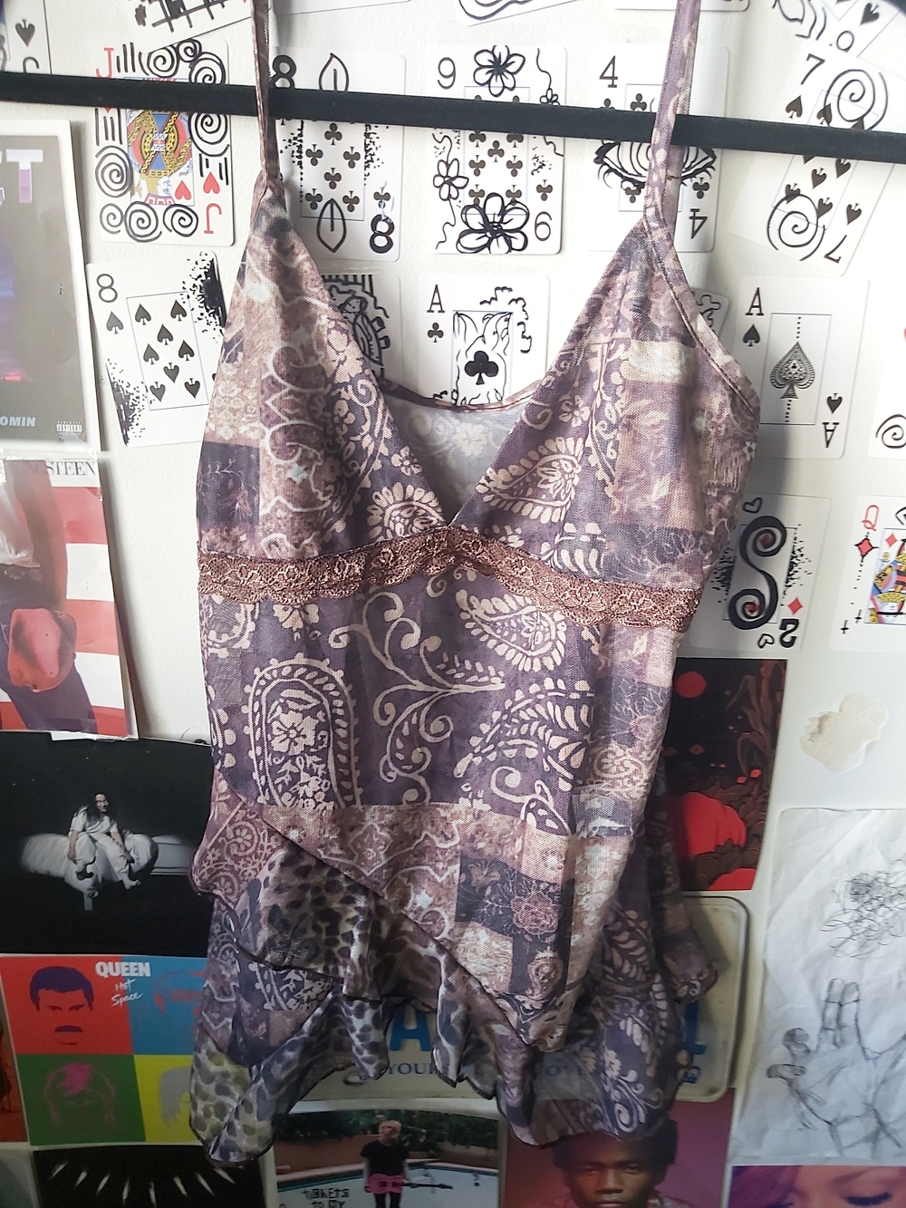 Women's Purple Paisley Lace-Trim Chemise